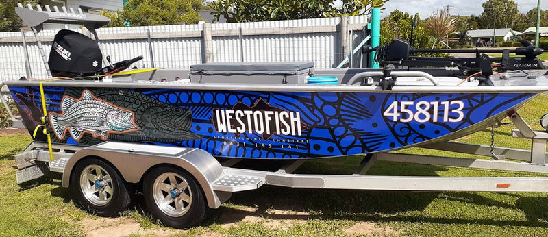 Tribal Barramundi Boat Wrap