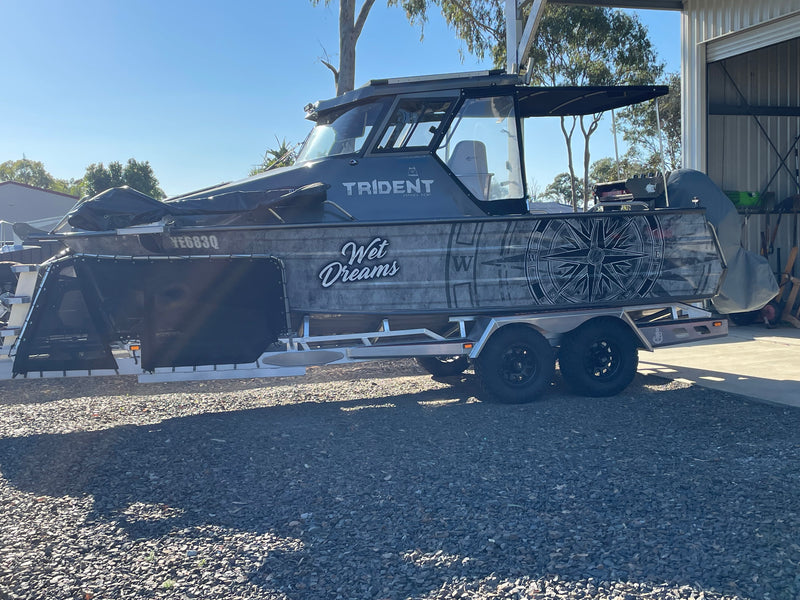 Grunge Compass Boat Wrap