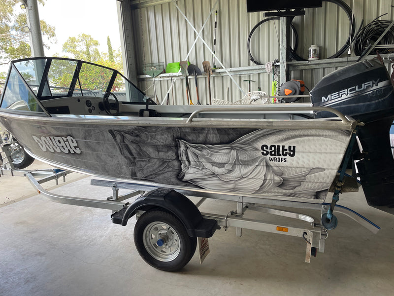 Barramundi Grunge Grey boat wrap