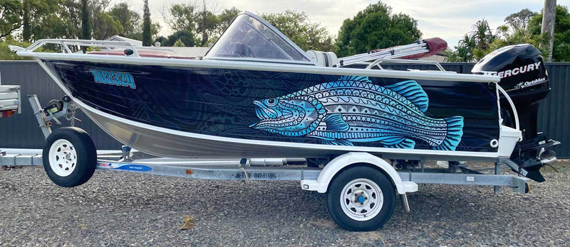 Tribal Barramundi Boat Wrap
