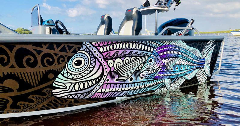 Tribal Snapper Boat Wrap