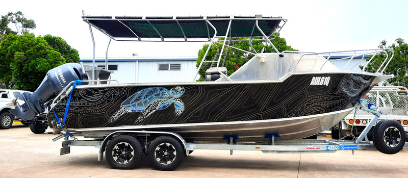 Tribal Turtle Boat Wrap