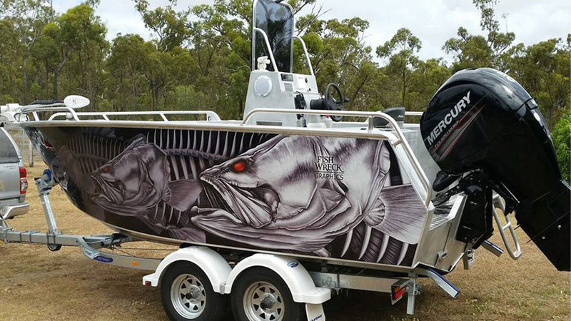 Skeleton Barramundi Boat Wrap