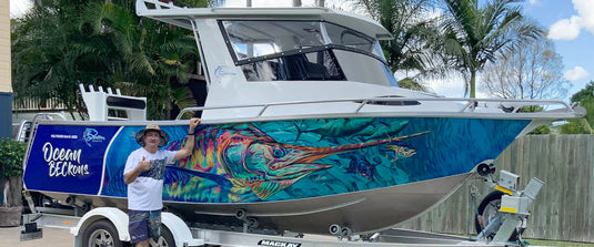 boat featuring a marlin and tuna