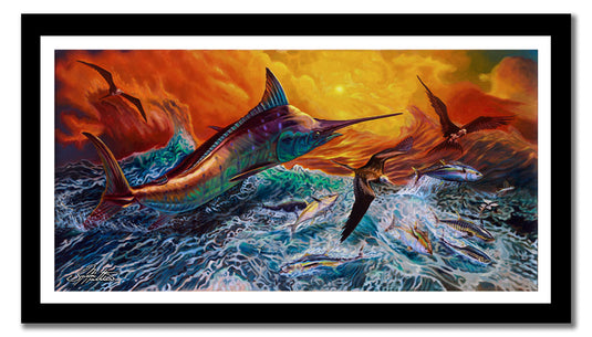 Jason Mathias - Reflective Chaos Marlin canvas print, Measures 1200mm x 600mm plus outside white border