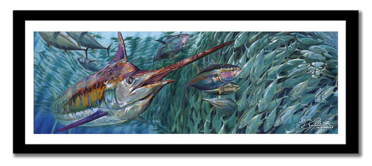 Jason Mathias - Sushi Roll, Marlin and Tuna canvas print, Measures 1200mm x 400mm plus outside white border