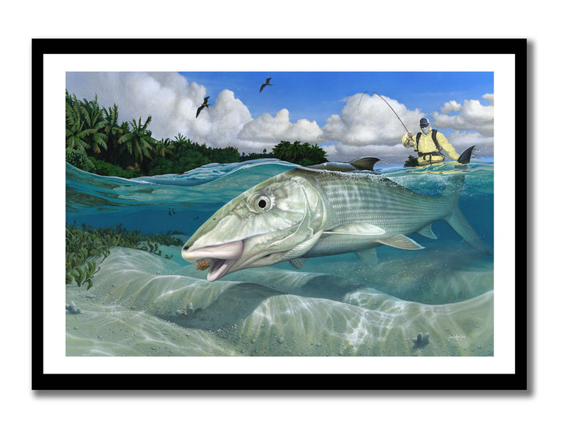 Load image into Gallery viewer, Bertram Smith - Hightailing, Bonefish Canvas Print, Measures 1200mm x 799mm plus outside white border

